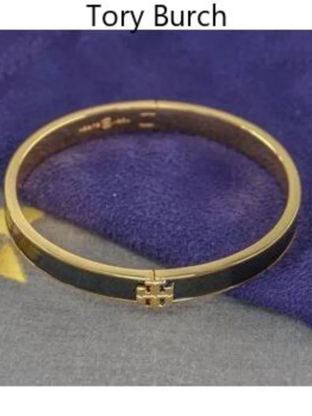 Tory Burch Kira Enamel 7mm Bracelet Bangle in Black (Brand New) Medium